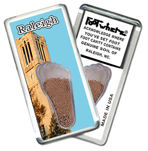 Raleigh FootWhere® Souvenir Magnets. 6 Piece Set. Made in US