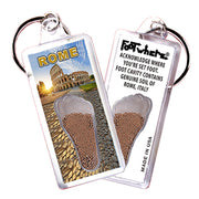 Rome, Italy FootWhere® Souvenir Keychains. 6 Piece Set. Made in USA