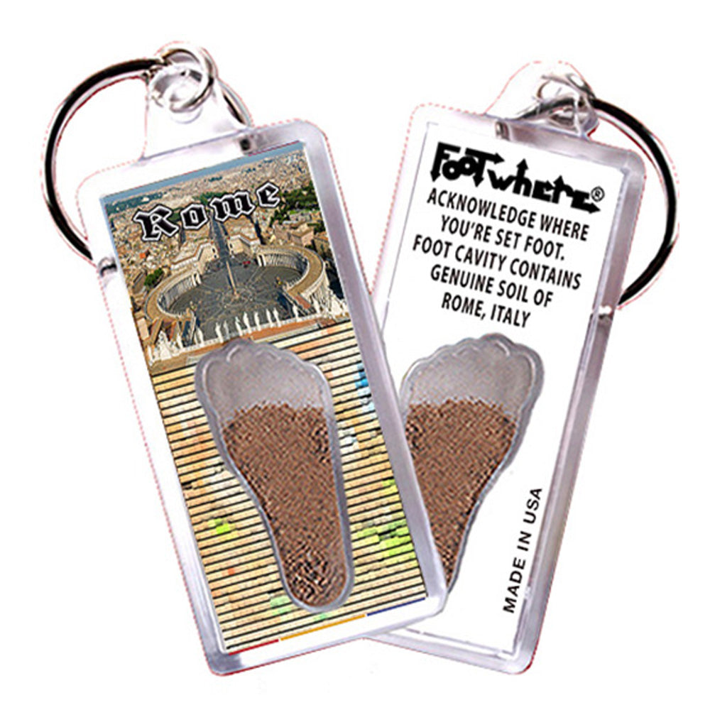 Rome FootWhere® Souvenir Keychain. 72 pieces/6 assorted styles.