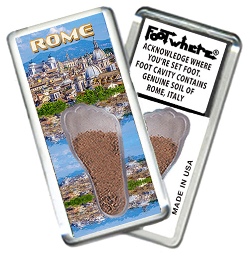 Rome, Italy FootWhere® Souvenir Magnets. 6 Piece Set. Made in USA