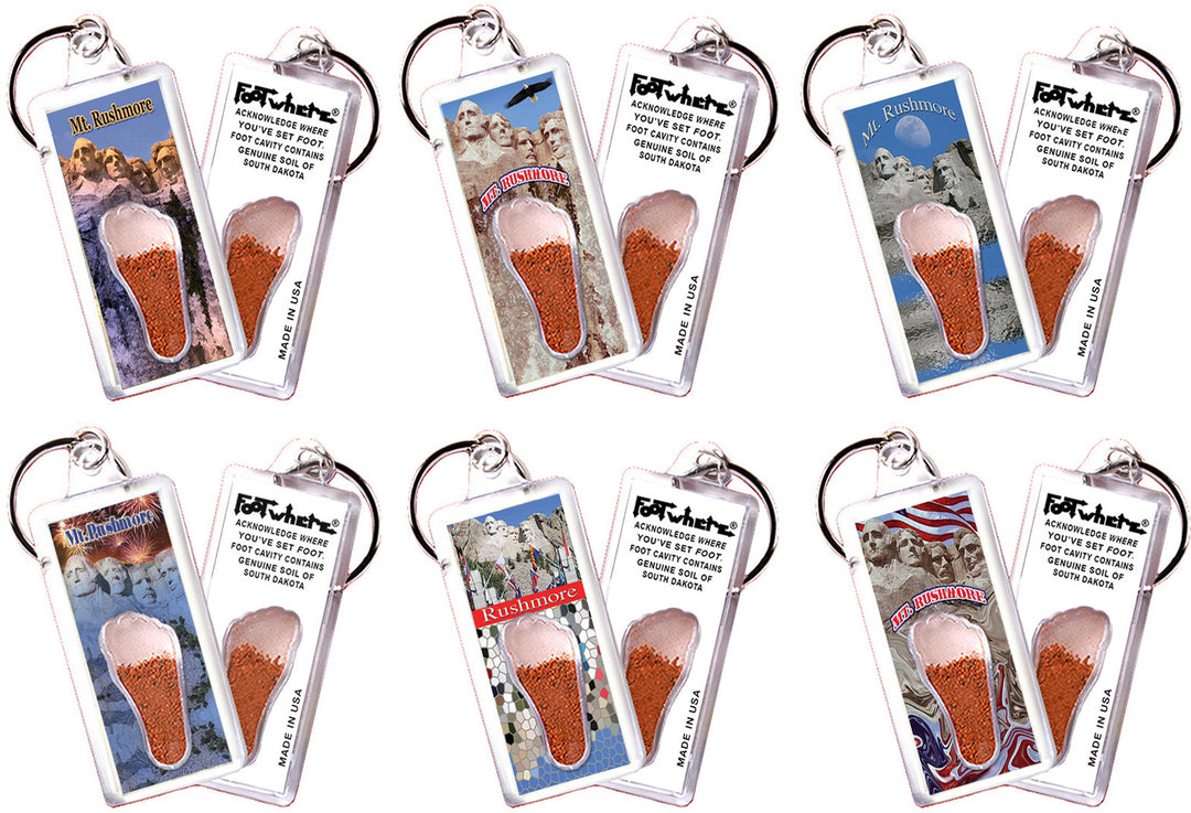 Mount Rushmore FootWhere® Souvenir Keychain. 72 pieces/ 6 assorted styles.