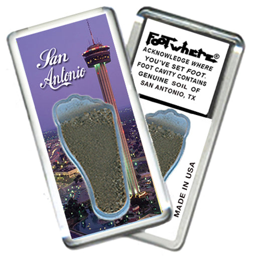 San Antonio FootWhere® Souvenir Magnets. 6 Piece Set. Made in USA