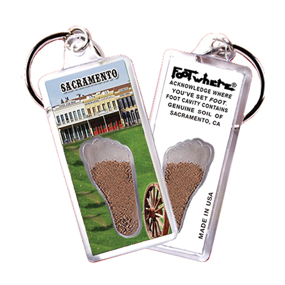 Sacramento FootWhere® Souvenir Keychains. 6 Piece Set. Made in USA