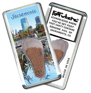 Sacramento FootWhere® Souvenir Fridge Magnets. 6 Piece Set. Made in USA