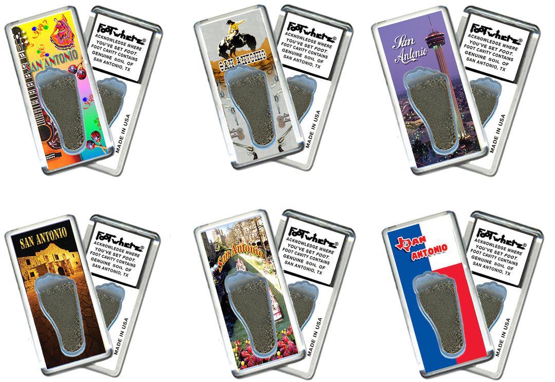 San Antonio FootWhere® Souvenir Magnet. 72 pieces/ 6 assorted styles.