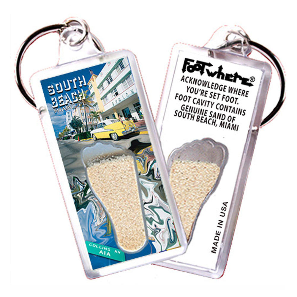 South Beach Miami FootWhere Souvenir Keychain