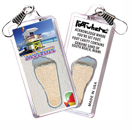 South Beach Miami FootWhere® Souvenir Zipper-Pull. 72 pieces/ 6 assorted styles.