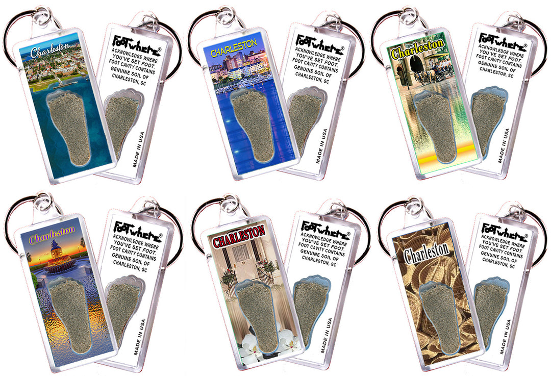 Charleston FootWhere® Souvenir Keychains. 72 Pieces/6 Assorted Styles. Made in USA