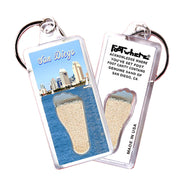 San Diego FootWhere® Souvenir Keychains. 6 Piece Set. Made in USA