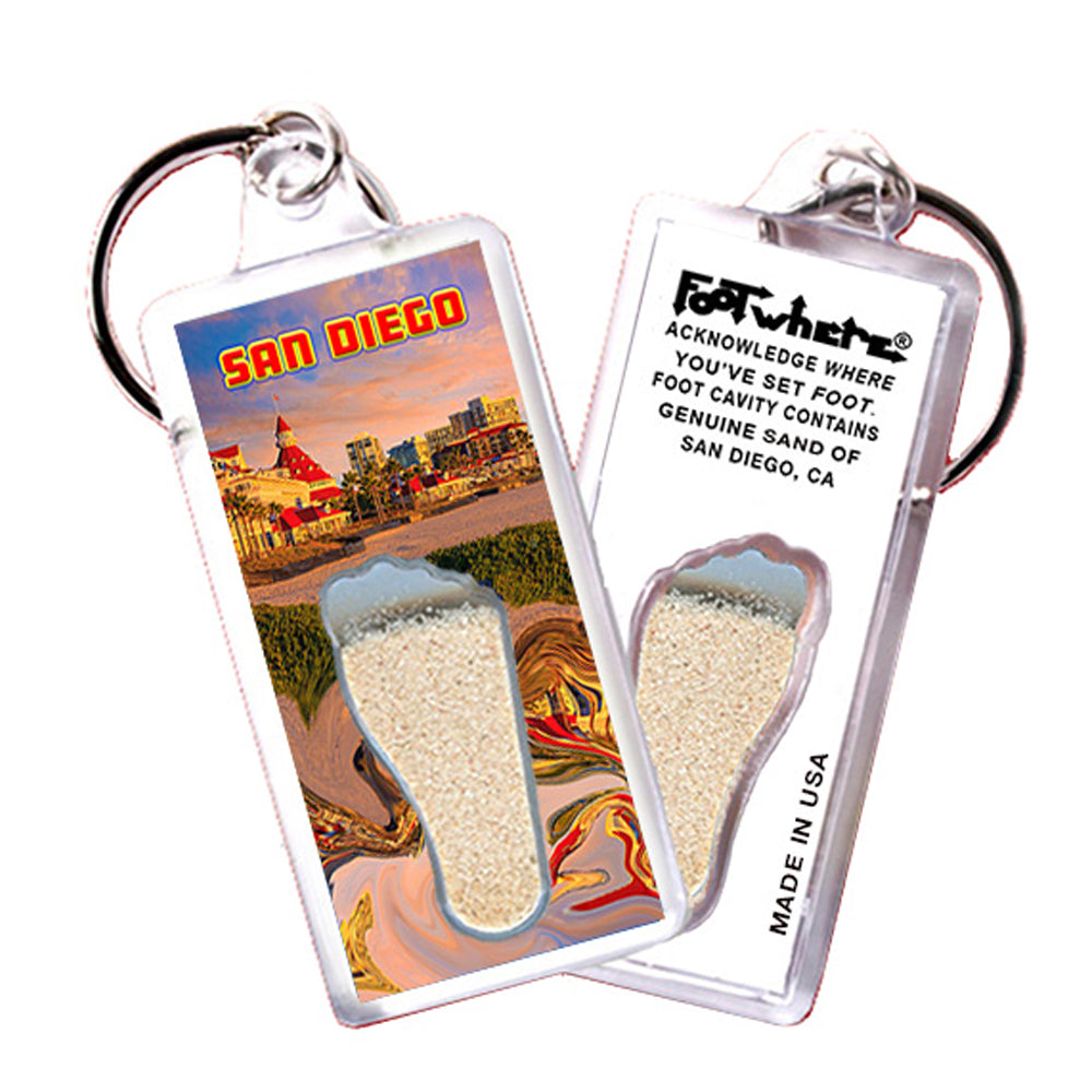 San Diego FootWhere® Souvenir Keychain. 72 pieces/ 6 assorted styles.