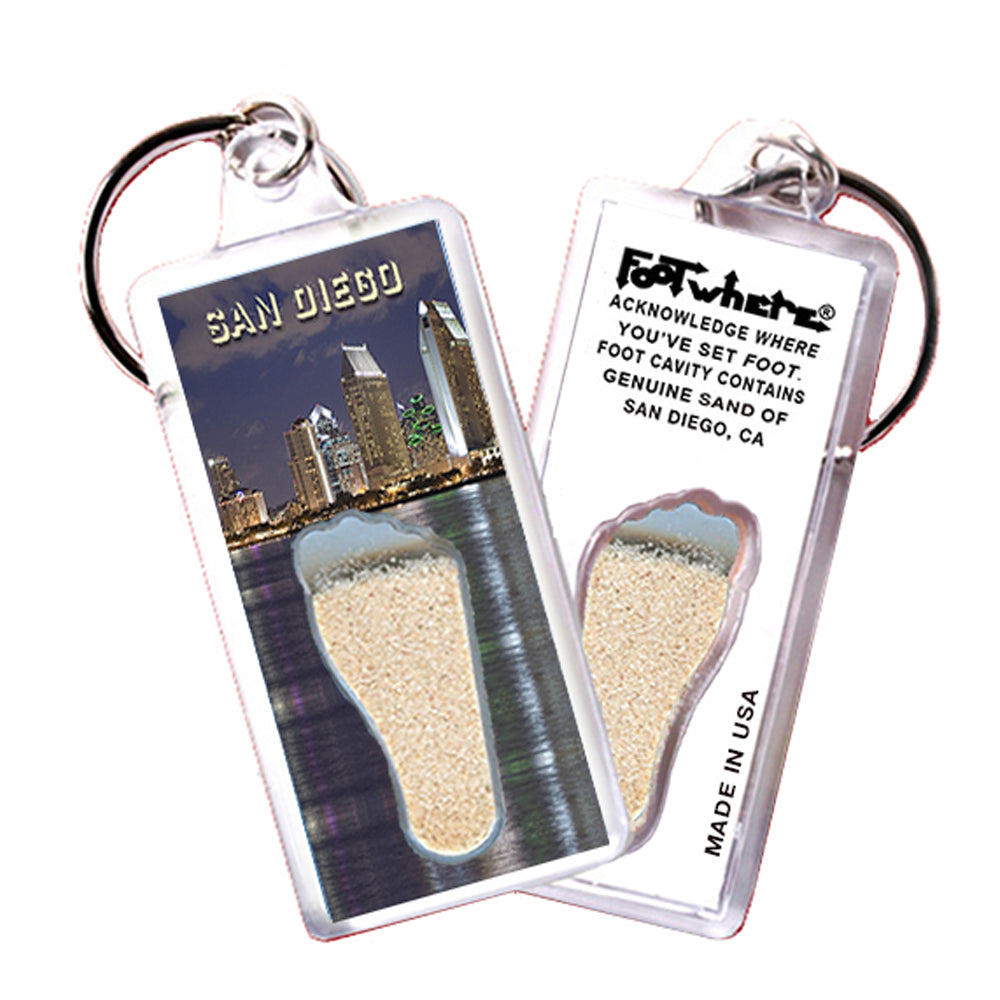 San Diego FootWhere® Souvenir Keychain. 72 pieces/ 6 assorted styles.