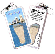 San Diego FootWhere® Souvenir Zipper-Pulls. 6 Piece Set. Made in USA