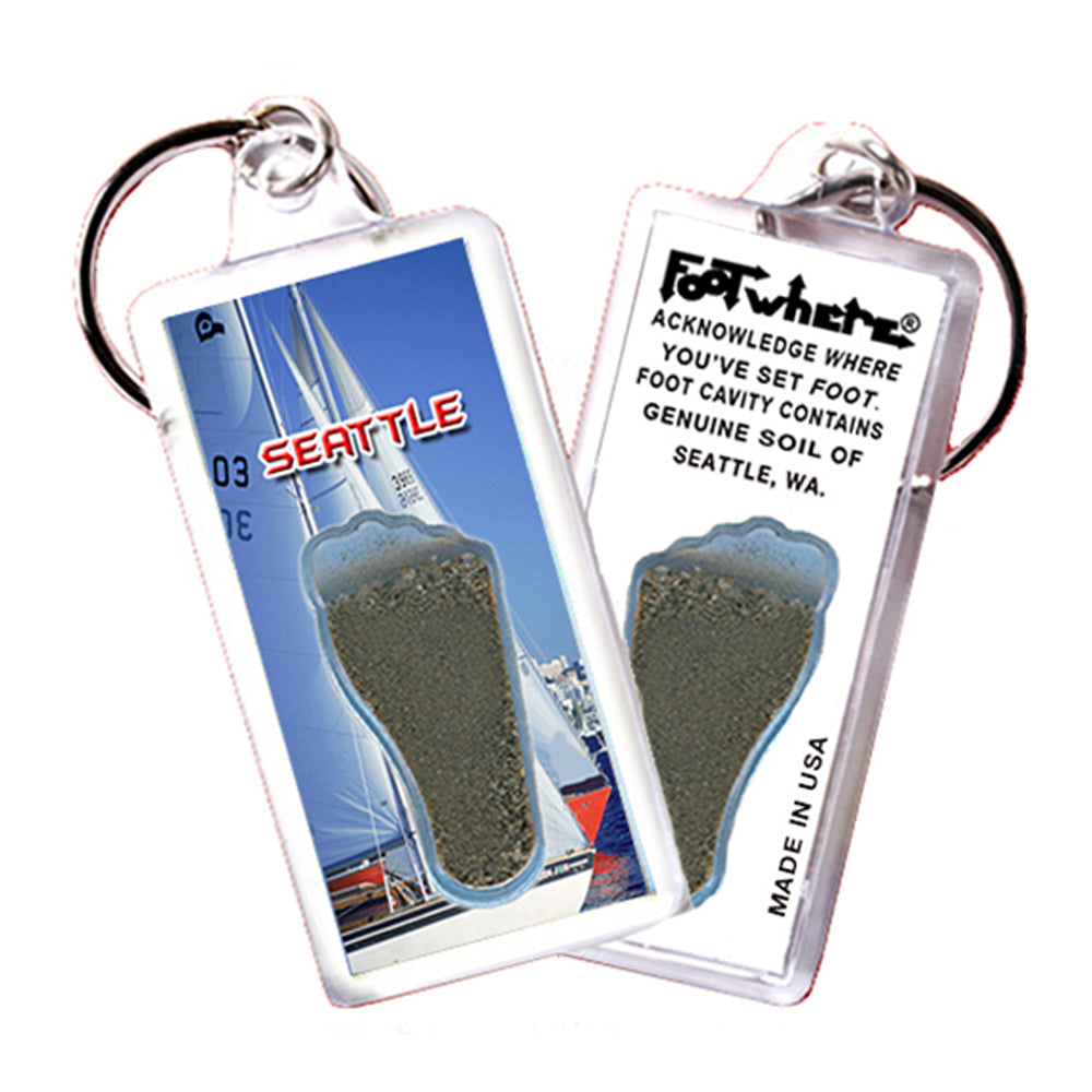 Seattle FootWhere® Souvenir Keychain. 72 pieces/ 6 assorted styles.