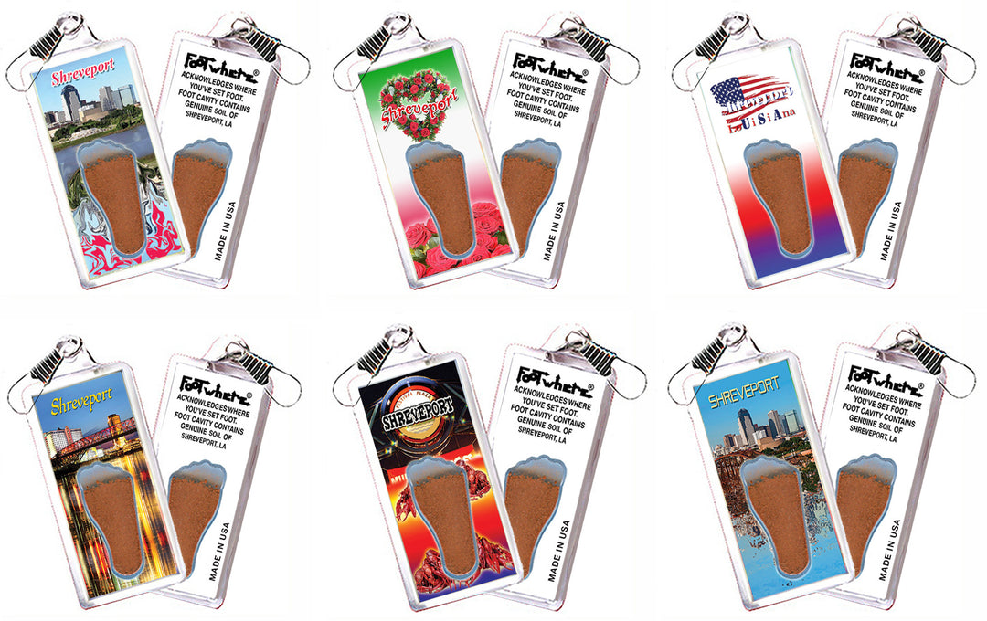 Shreveport FootWhere® Souvenir Zipper-Pull. 72 pieces / 6 assorted styles.