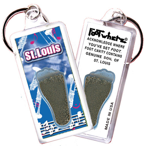 St. Louis FootWhere® Souvenir Keychains. 6 Piece Set. Made in USA