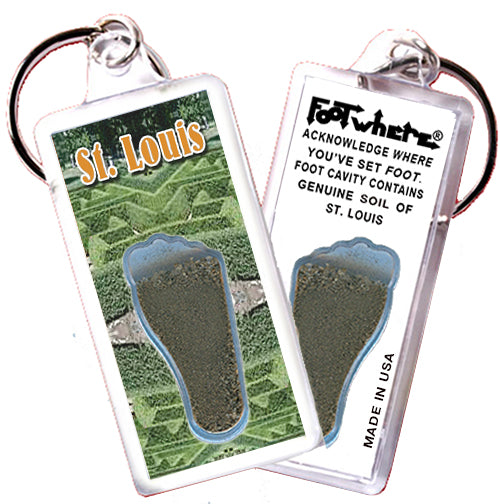 St. Louis FootWhere® Souvenir Keychains. 6 Piece Set. Made in USA