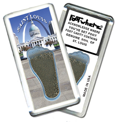 St. Louis FootWhere® Souvenir Magnets. 6 Piece Set. Made in USA