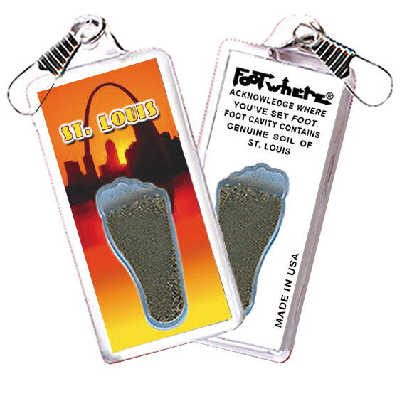 St. Louis FootWhere Souvenir Zipper-Pulls. 6 Piece Set. Made in USA