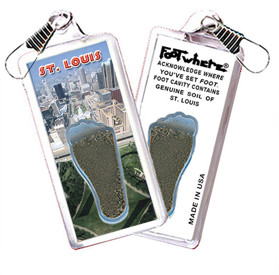 St. Louis FootWhere Souvenir Zipper-Pulls. 6 Piece Set. Made in USA