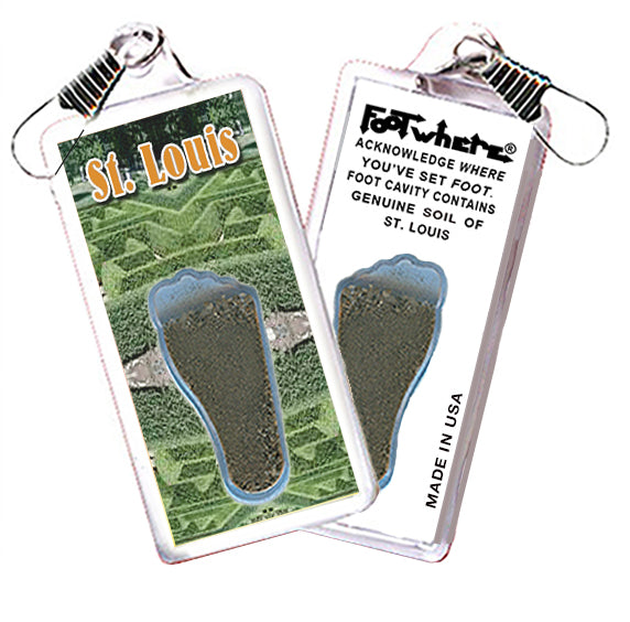 St. Louis FootWhere Souvenir Zipper-Pulls. 6 Piece Set. Made in USA