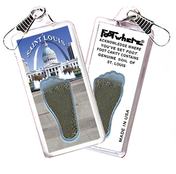 St. Louis FootWhere Souvenir Zipper-Pulls. 6 Piece Set. Made in USA