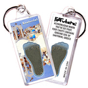Santorini FootWhere® Souvenir Keychains. 6 Piece Set. Made in USA