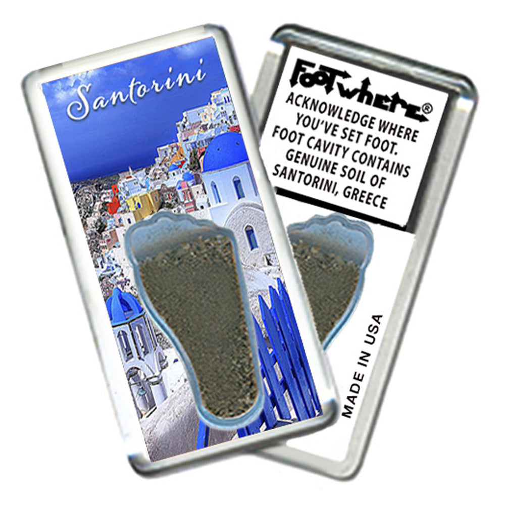 Santorini FootWhere® Souvenir Fridge Magnet.