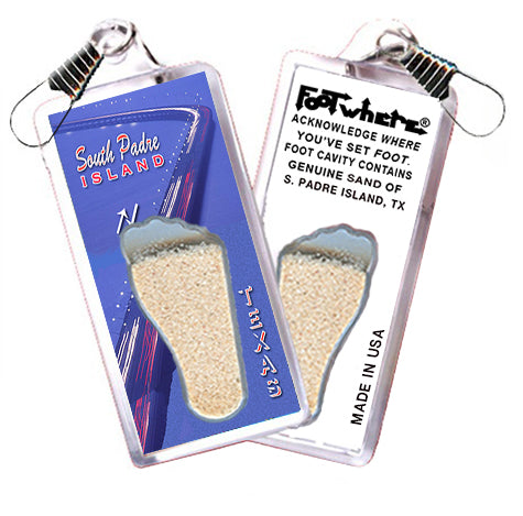 South Padre Island FootWhere® Souvenir Zipper-Pulls 6 Piece Set. Made in USA