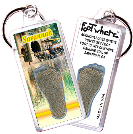 Savannah FootWhere® Souvenir Keychains. 6 Piece Set. Made in USA