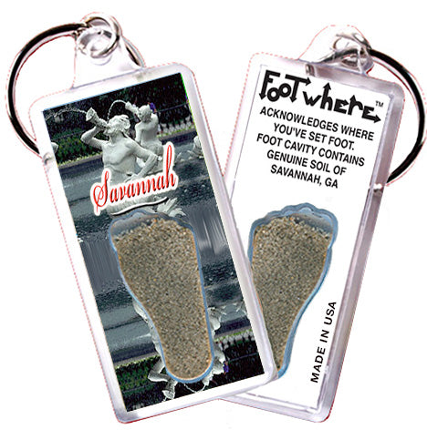 Savannah FootWhere® Souvenir Keychains. 6 Piece Set. Made in USA
