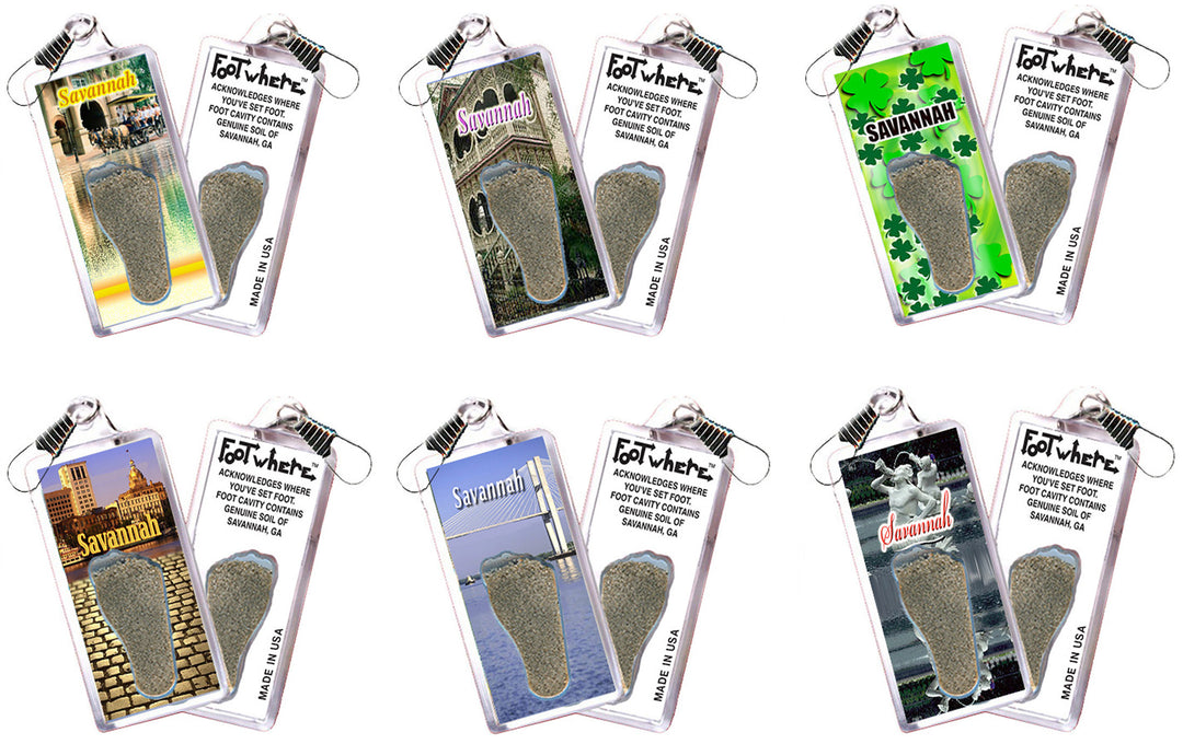 Savannah FootWhere® Souvenir Zipper-Pulls 6 Piece Set. Made in USA