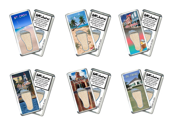 St. Croix, U.S.V.I. FootWhere® Souvenir  Magnet. 72 pieces/6 assorted styles.
