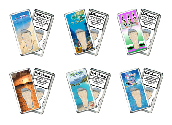 St. John, V. I. FootWhere® Souvenir Magnet. 72 pieces/6 assorted styles.