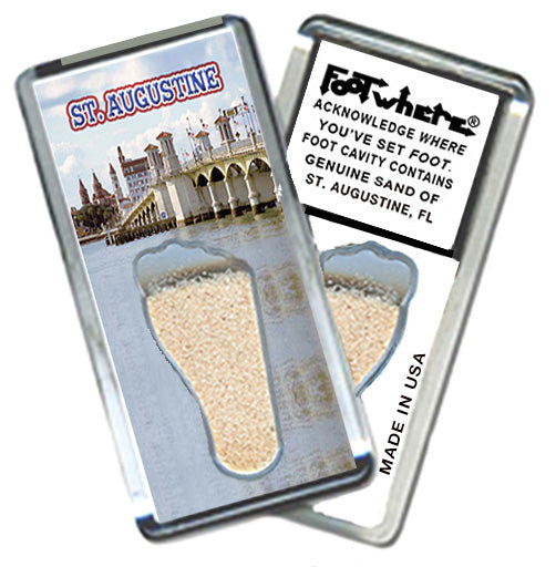 St. Augustine FootWhere® Souvenir Magnets. 6 Piece Set. Made in USA