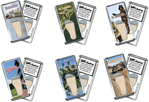 St. Augustine FootWhere® Souvenir Magnet. 72 pieces / 6 assorted styles.