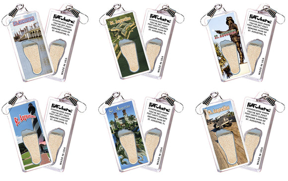St. Augustine FootWhere® Souvenir Zipper-Pull. 72 pieces / 6 assorted styles.