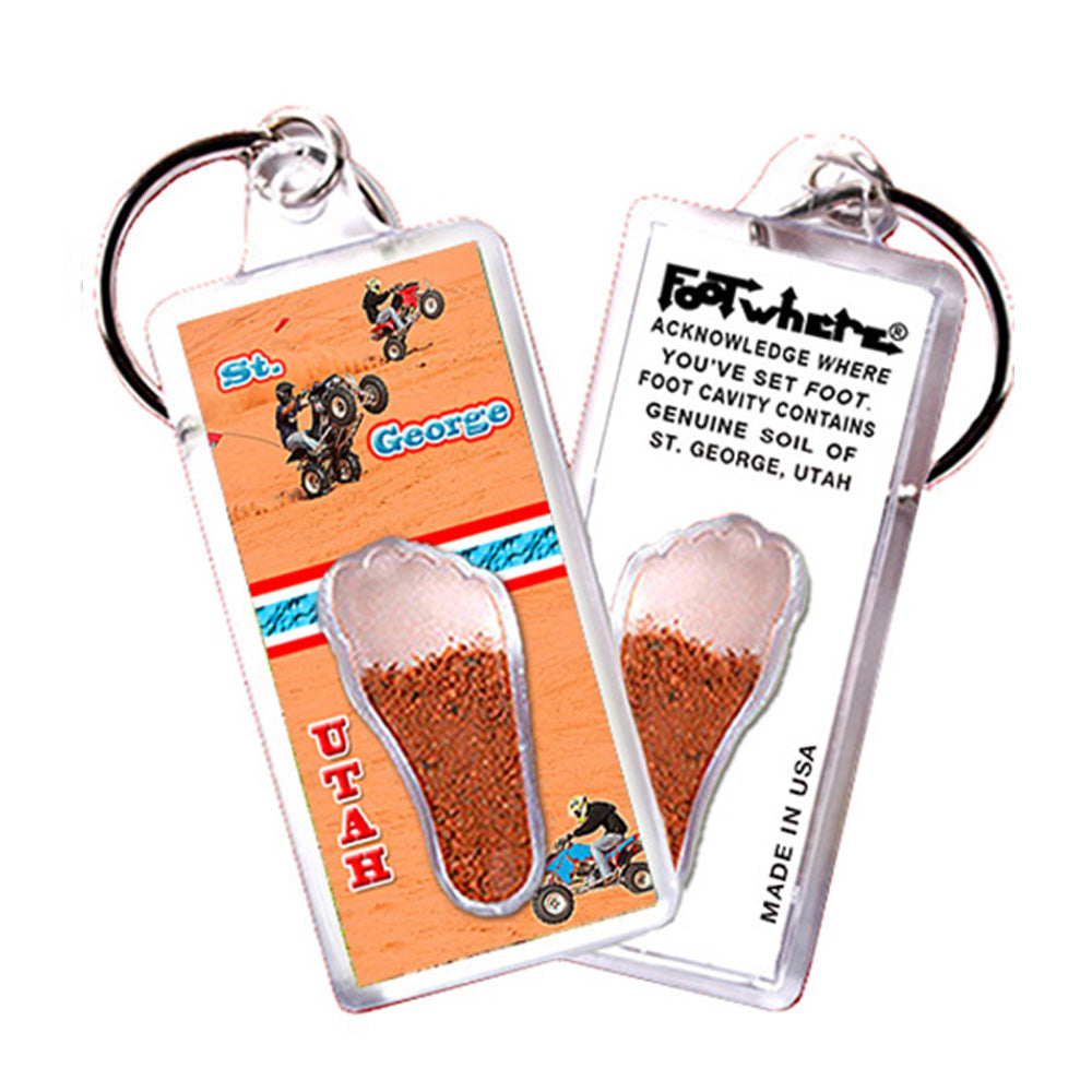 St. George, UT FootWhere® Souvenir Keychain. 72 pieces/6 assorted styles.