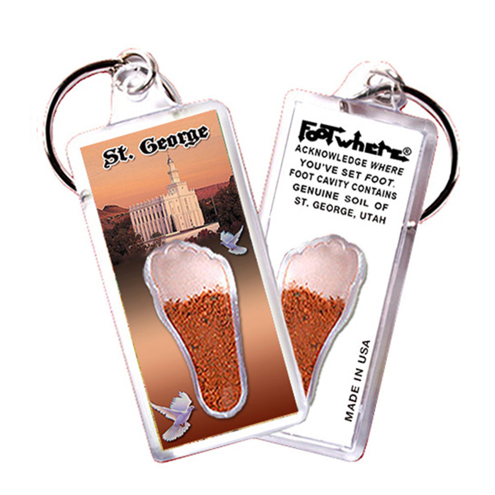St. George, UT FootWhere® Souvenir Keychain. 72 pieces/6 assorted styles.