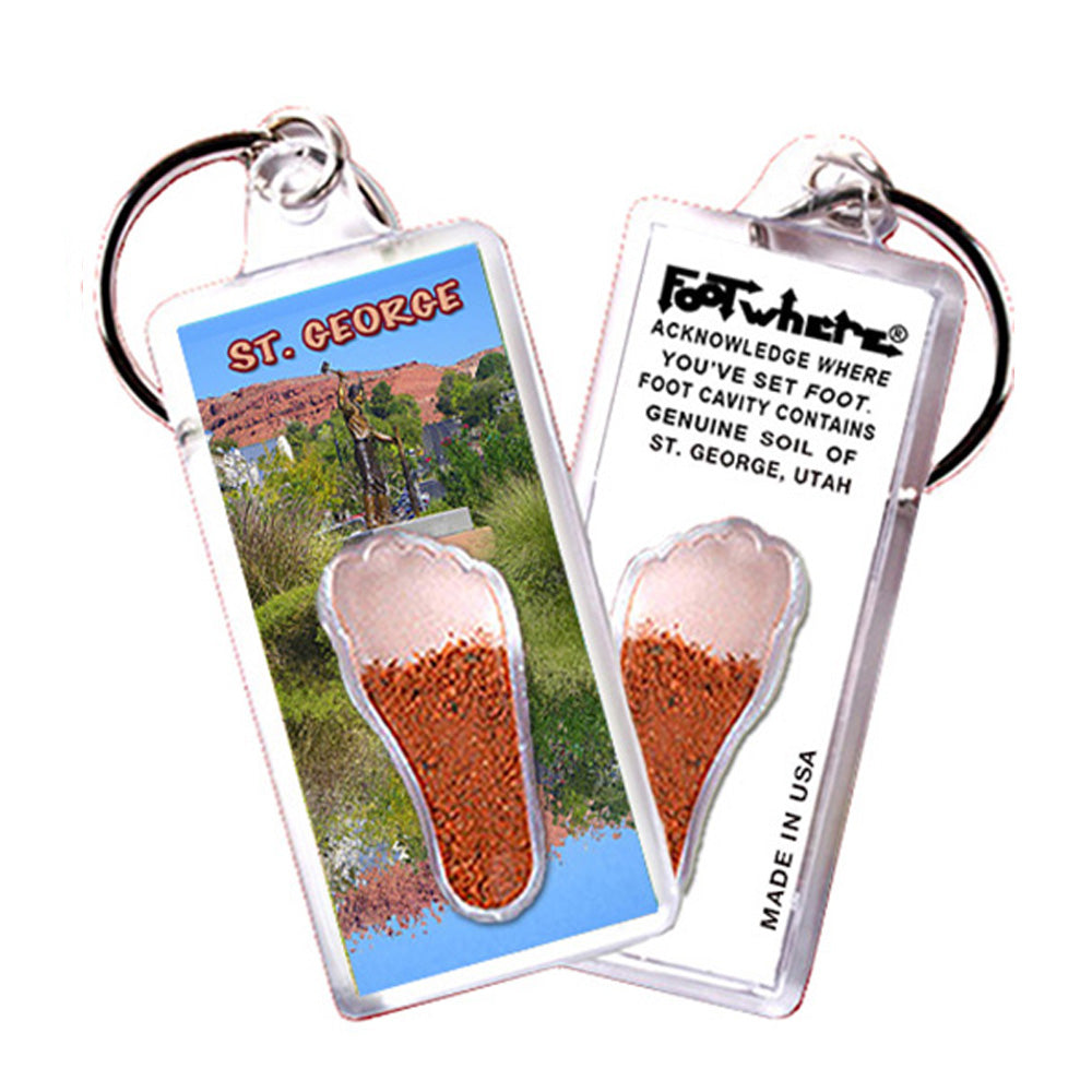 St. George, UT FootWhere® Souvenir Keychain. 72 pieces/6 assorted styles.