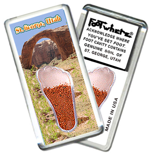 St. George, UT FootWhere® Souvenir Magnet. 72 pieces/6 assorted styles.