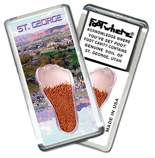 St. George, UT FootWhere® Souvenir Magnet. 72 pieces/6 assorted styles.