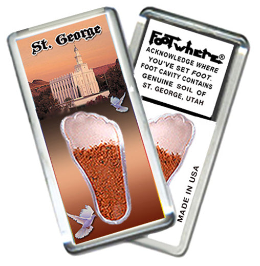 St. George, UT FootWhere® Souvenir Magnet. 72 pieces/6 assorted styles.