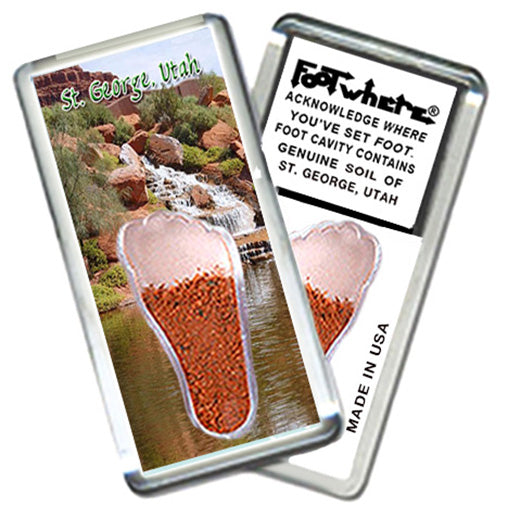 St. George, UT FootWhere® Souvenir Magnet. 72 pieces/6 assorted styles.
