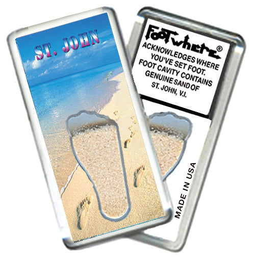 St. John, V. I. FootWhere® Souvenir Magnet. 72 pieces/6 assorted styles.