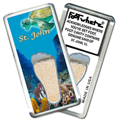 St. John, V. I. FootWhere® Souvenir Magnet. 72 pieces/6 assorted styles.