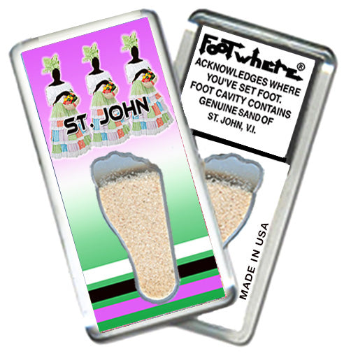 St. John, V. I. FootWhere® Souvenir Magnet. 72 pieces/6 assorted styles.