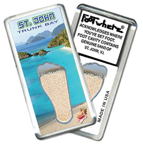 St. John, V. I. FootWhere® Souvenir Magnet. 72 pieces/6 assorted styles.