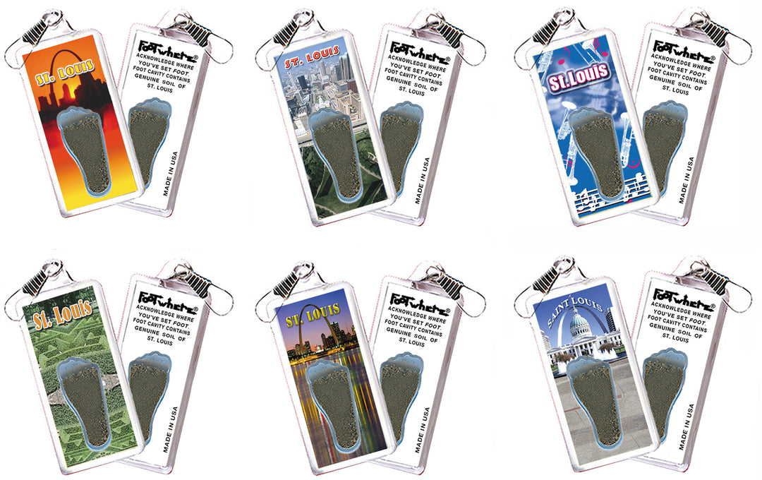 St. Louis FootWhere® Souvenir Zipper-Pull. 72 pieces / 6 assorted styles.