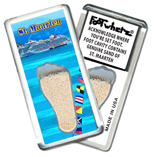 St. Maarten FootWhere® Souvenir Magnets. 6 Piece Set. Made in USA