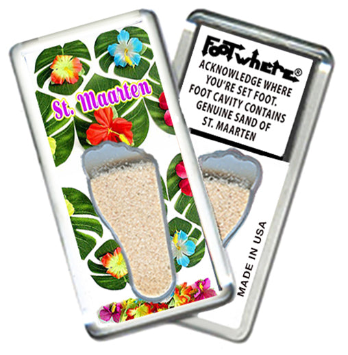 St. Maarten FootWhere® Souvenir Magnets. 6 Piece Set. Made in USA